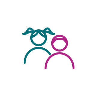 Das Bild zeigt ein Piktogramm mit zwei Kindern